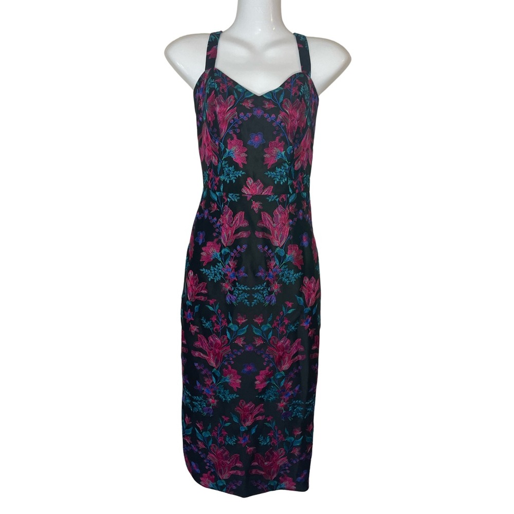 DRESS THE POPULATION Jaida Floral Embroidered Cocktail Dress - Picture 3 of 13